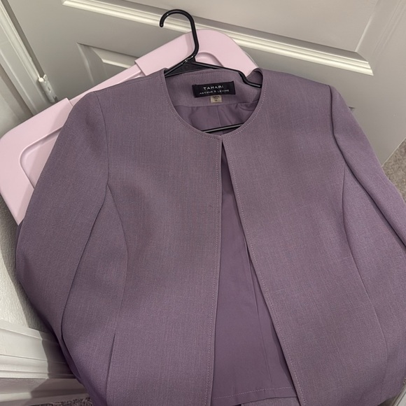 Tahari Purple Blazer Collarless Bell Sleeves - Picture 6 of 7